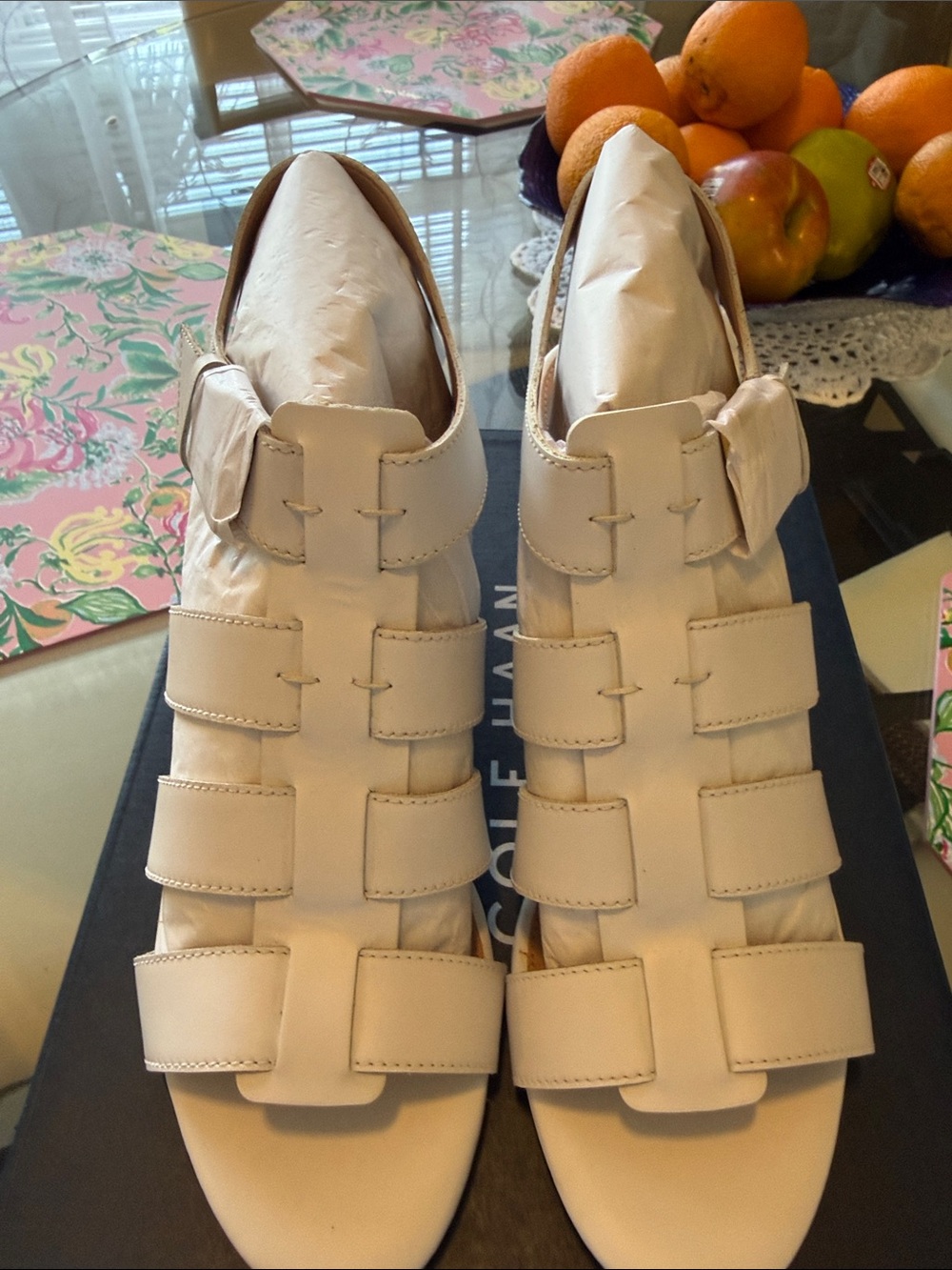 Cole Haan White Multi-Strap Buckle Sandals